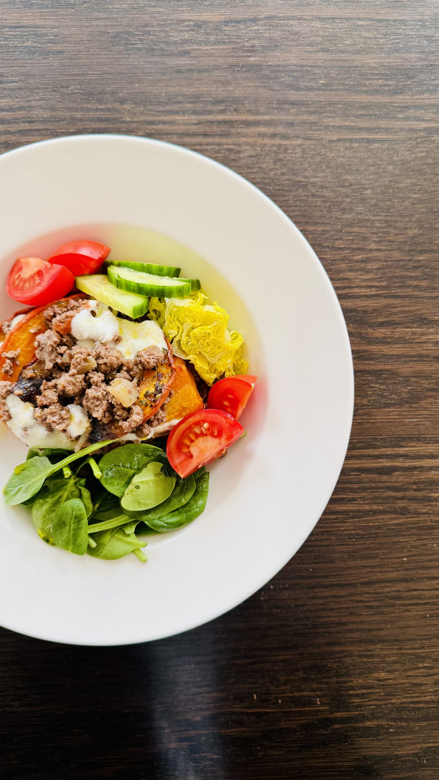 Hackfleisch mit Kürbis und Stracciatella