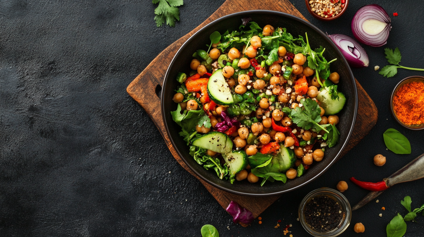 Ofen-Hähnchenbrust auf Kichererbsen-Salat mit Avocado